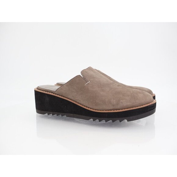 Eileen Fisher Loti Slip On Platform Mules Size 9 Nubuck Leather Beige Slip On - Picture 1 of 13